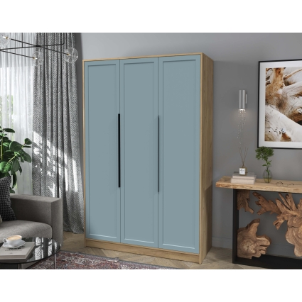 Шкаф распашной Тренд КТ-Ш3 (Дуб золотой ЛДСП/ Океан ЛМДФ) Ш1360 В2128 Г547